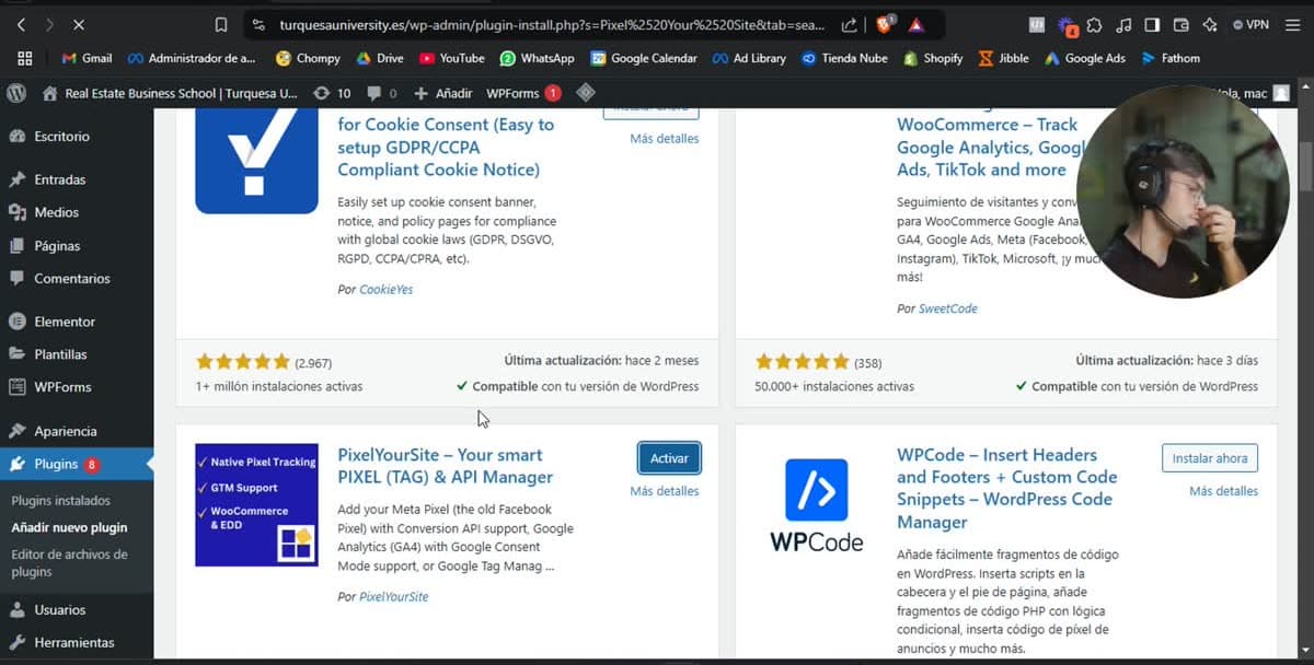 Plugin PixelYourSite en el buscador de plugins de WordPress